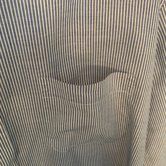 Stafford Mens Button Down Dress Shirt Long Sleeve Blue/White Stripped Si… - Picture 3 of 9
